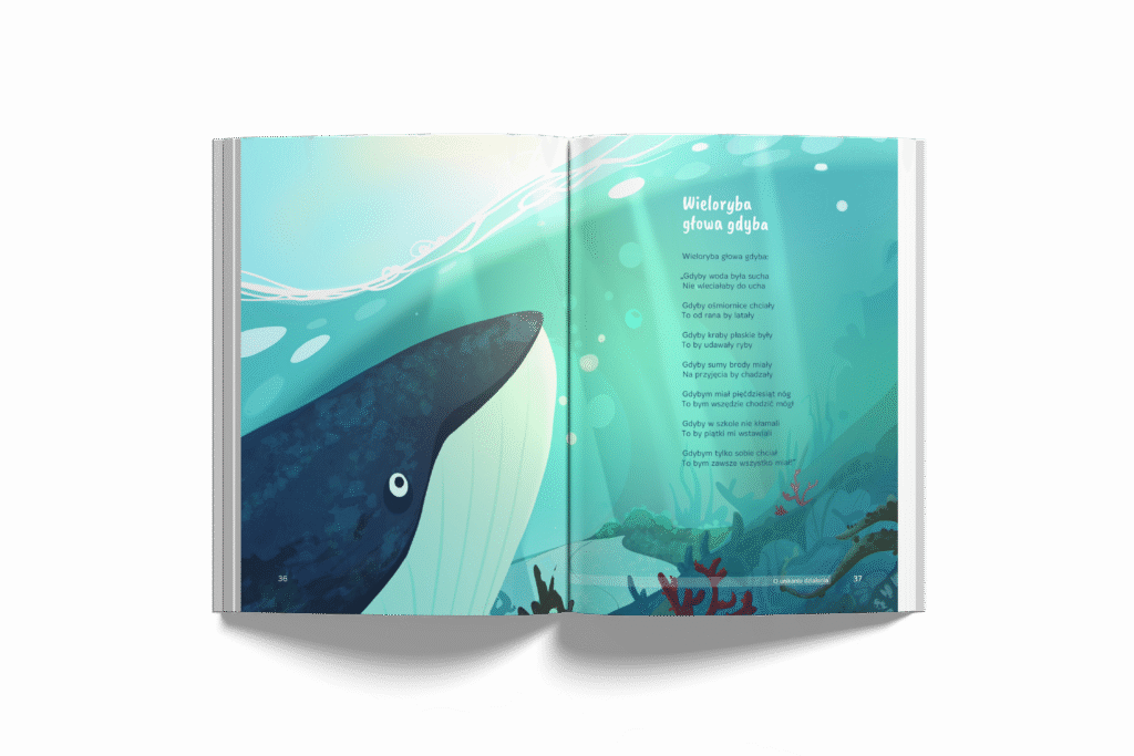 Wiersz "Wieloryba głowa gdyba" w "Opowiadania na dziecięce zmagania"